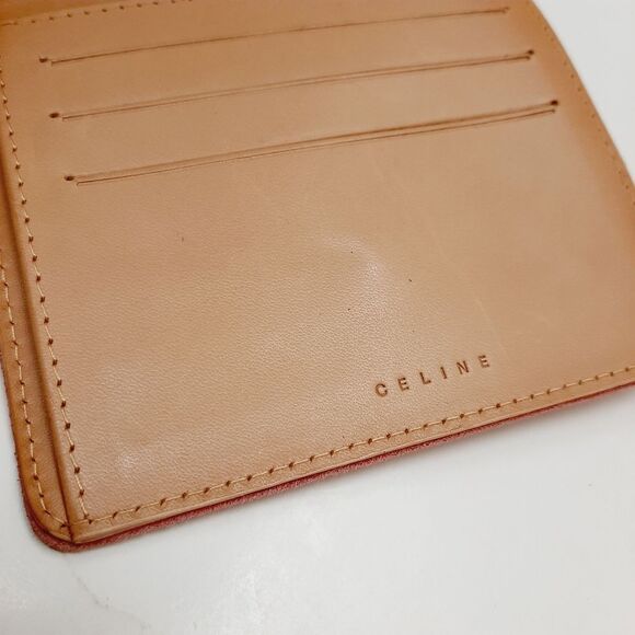 CELINE Vintage C Macadam Logo Pink Genuine Suede Leather Square Triomphe Wallet - Picture 12 of 16